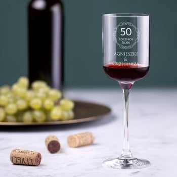 Kieliszki szklane do wina Glamour x6 z grawerem dla pary na 50 rocznicę