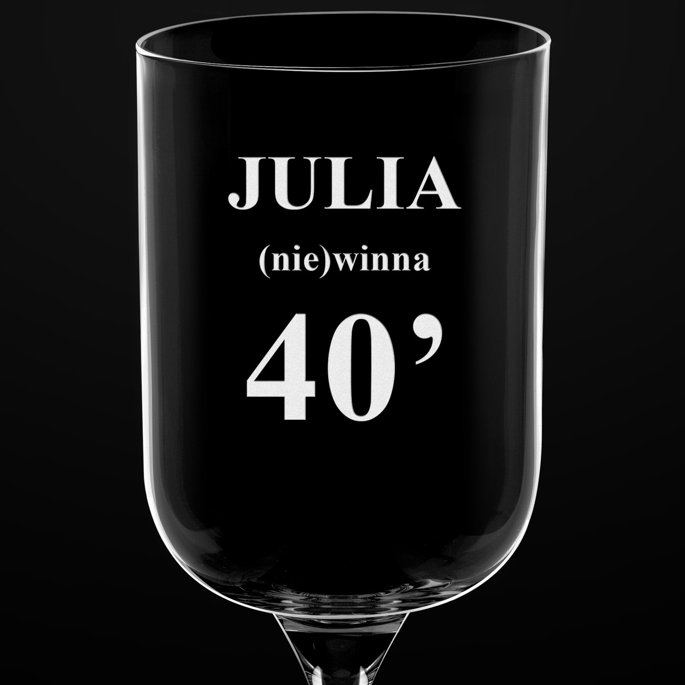 Kieliszki szklane do wina Glamour x6 z grawerem dla niej na 40 urodziny