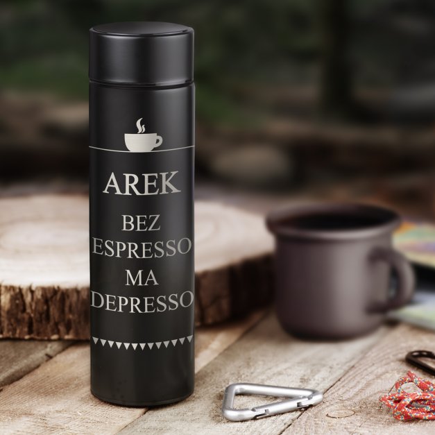 Kubek termiczny termos z wyświetlaczem LED z grawerem dla kawosza