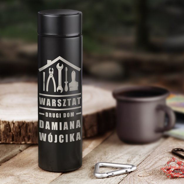 Kubek termiczny termos z wyświetlaczem LED z grawerem dla majsterkowicza