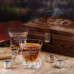 Kamienie kostki do whisky ze szklankami zestaw z grawerem dla motocyklisty kierowcy fana motoryzacji