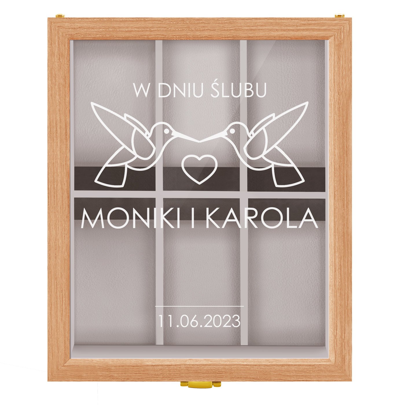 Szkatułka drewniana na 6 zegarków z grawerem dla pary na ślub