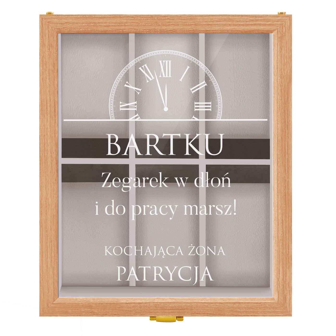 Szkatułka drewniana na 6 zegarków z grawerem dla męża