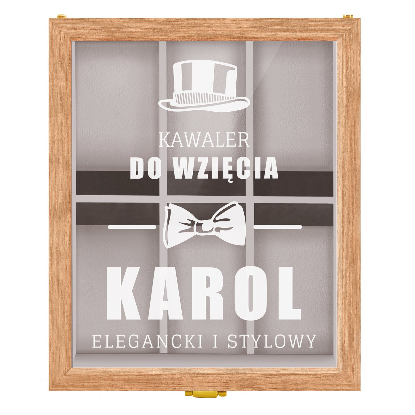 Szkatułka drewniana na 6 zegarków z grawerem dla niego kawalera singla