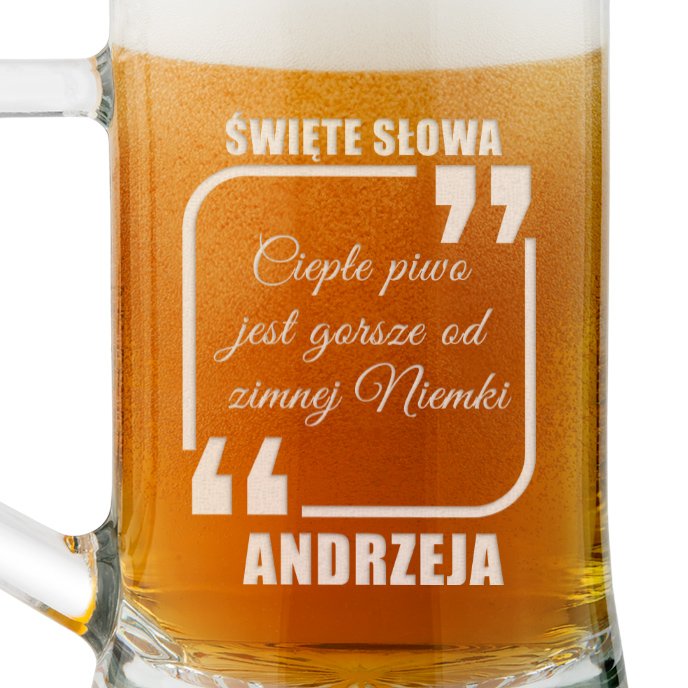 Kufel szklany do piwa z grawerem dla piwosza