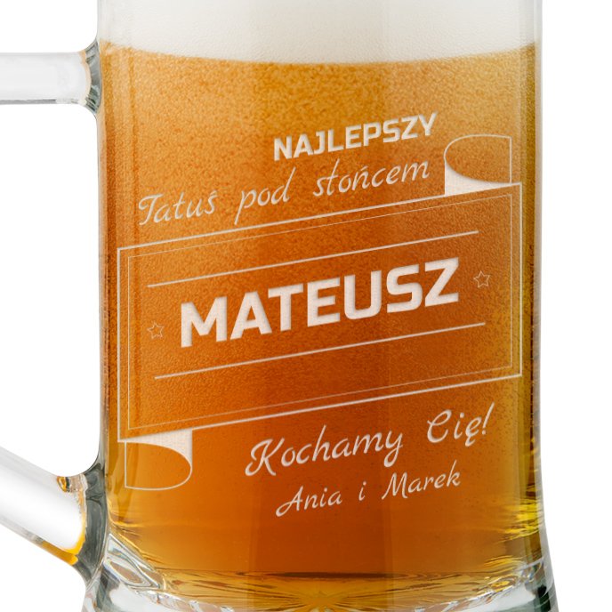 Kufel szklany do piwa z grawerem dla taty