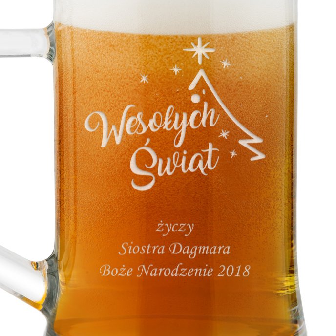 Kufel szklany do piwa z grawerem dla brata na święta