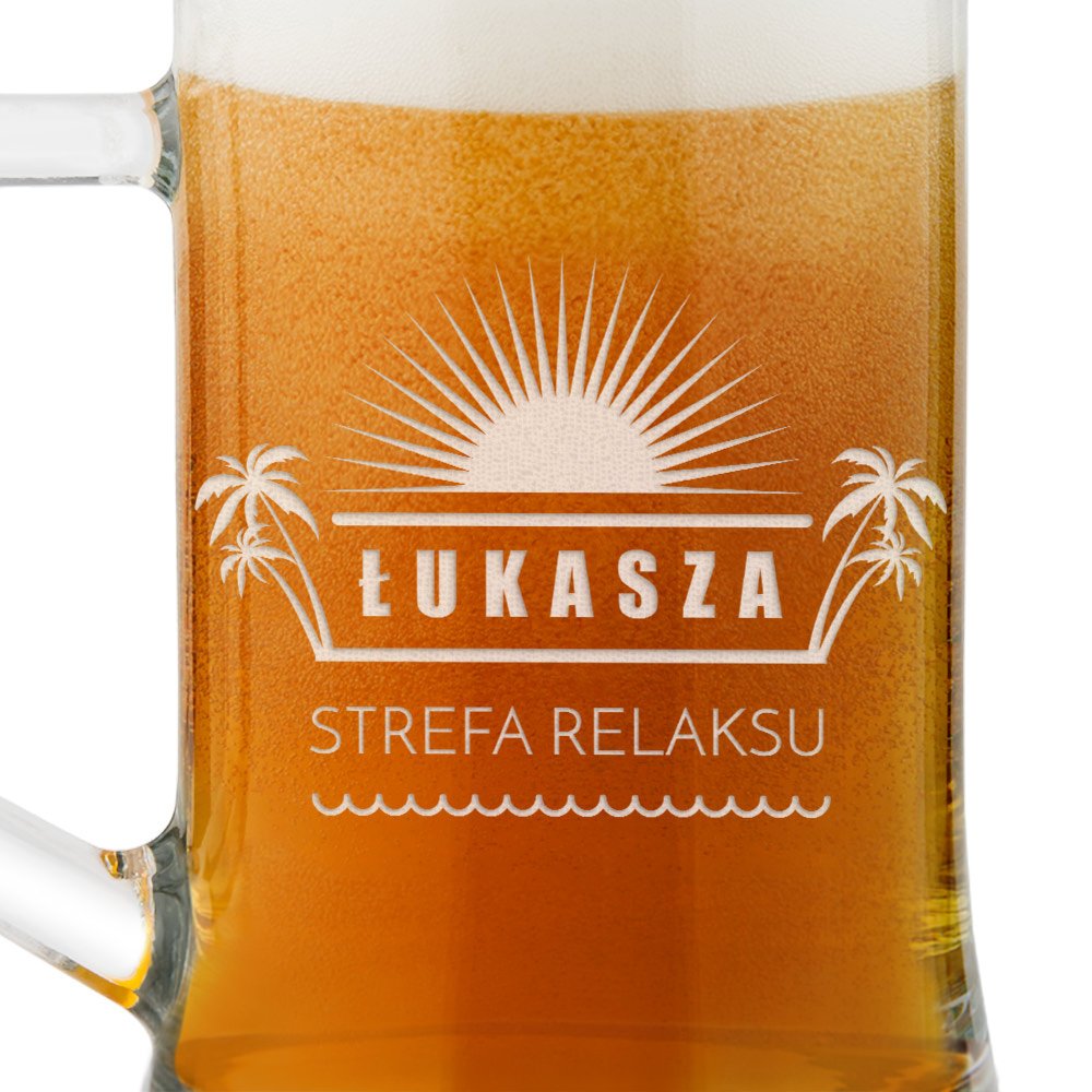 Kufel szklany do piwa z grawerem dla lenia emeryta na imieniny