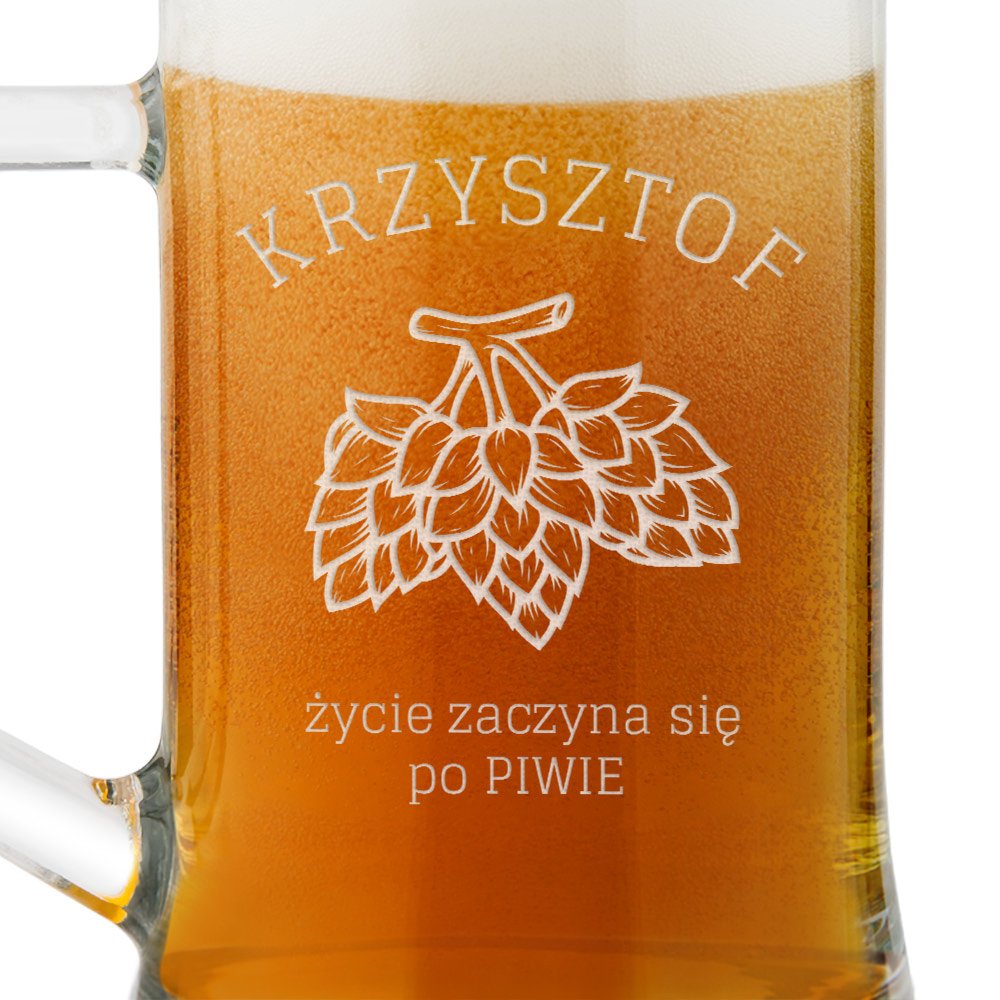 Kufel szklany do piwa z grawerem dla piwosza