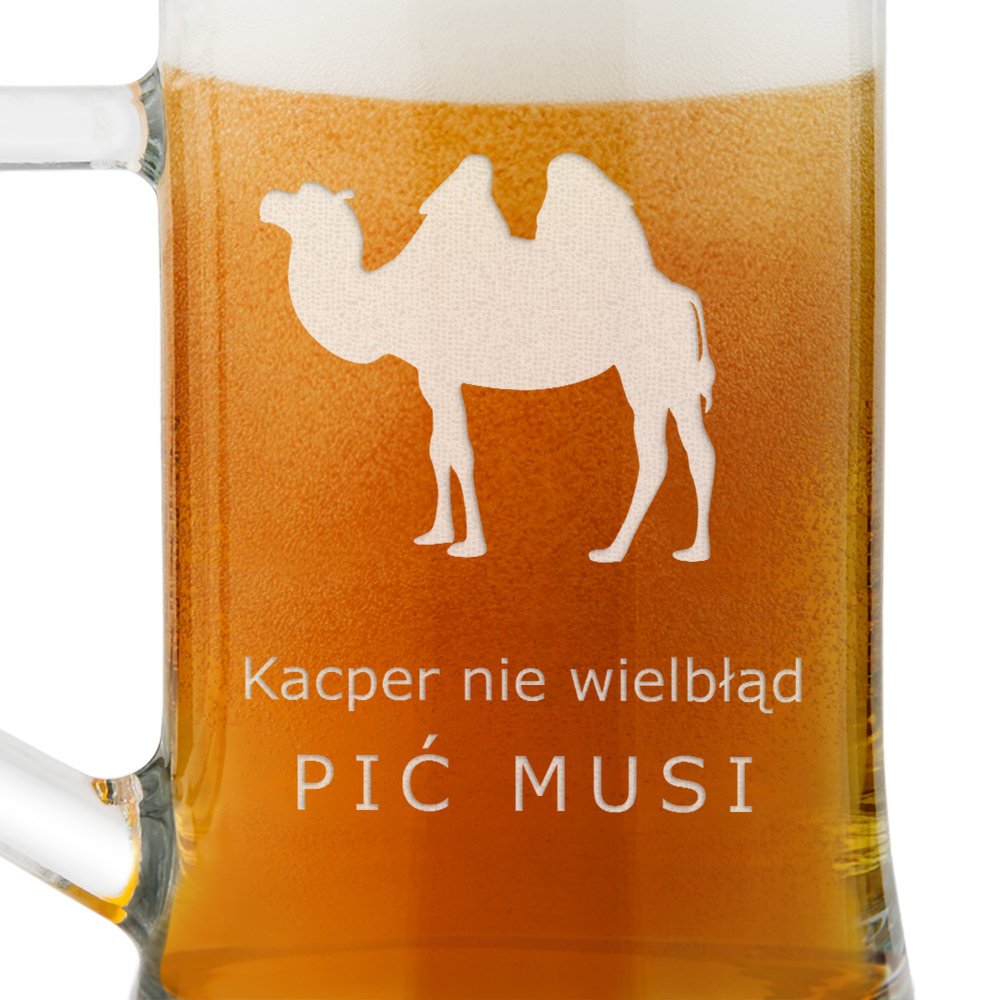 Kufel szklany do piwa z grawerem wielbłąd dla piwosza