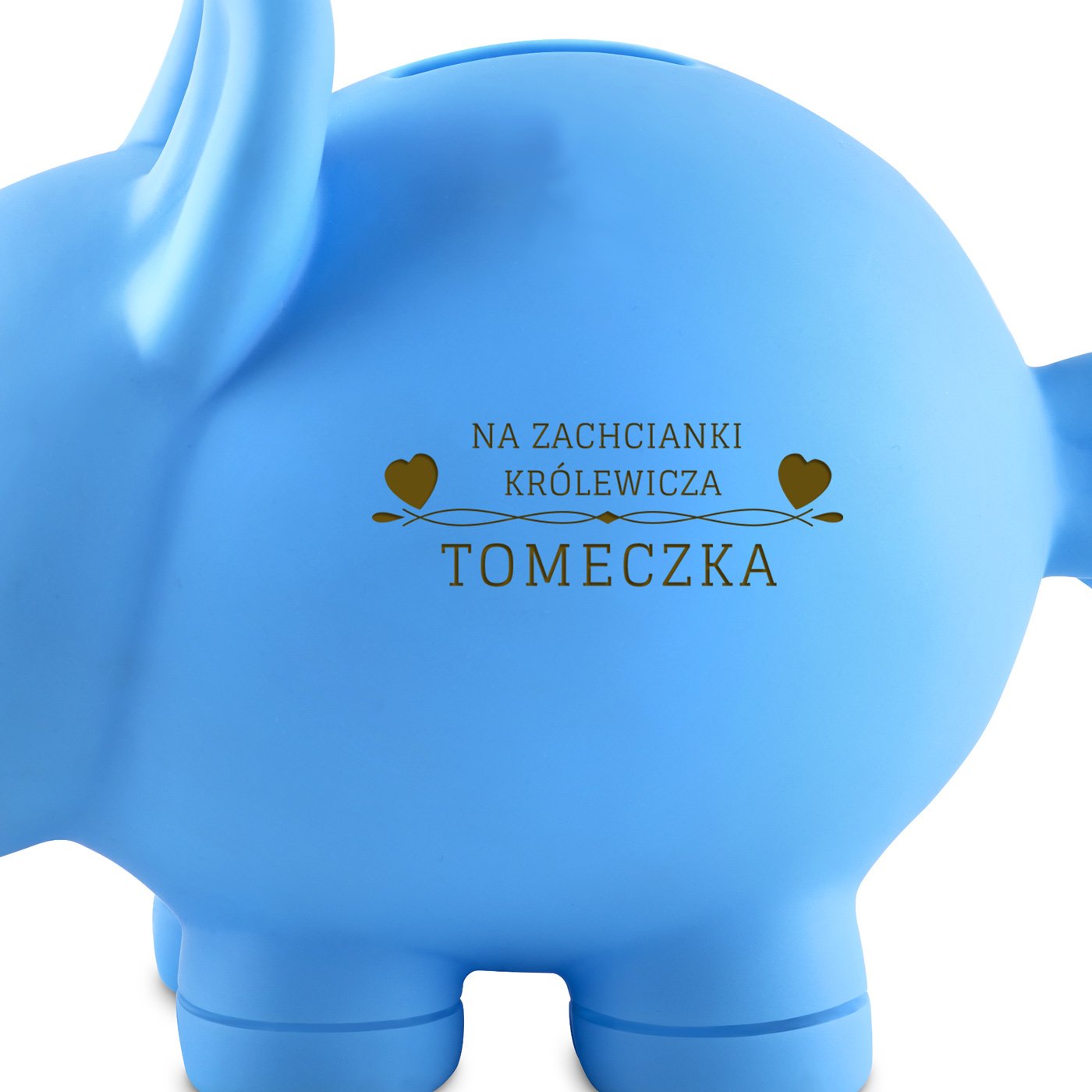 Skarbonka świnka niebieska z grawerem dla chłopca