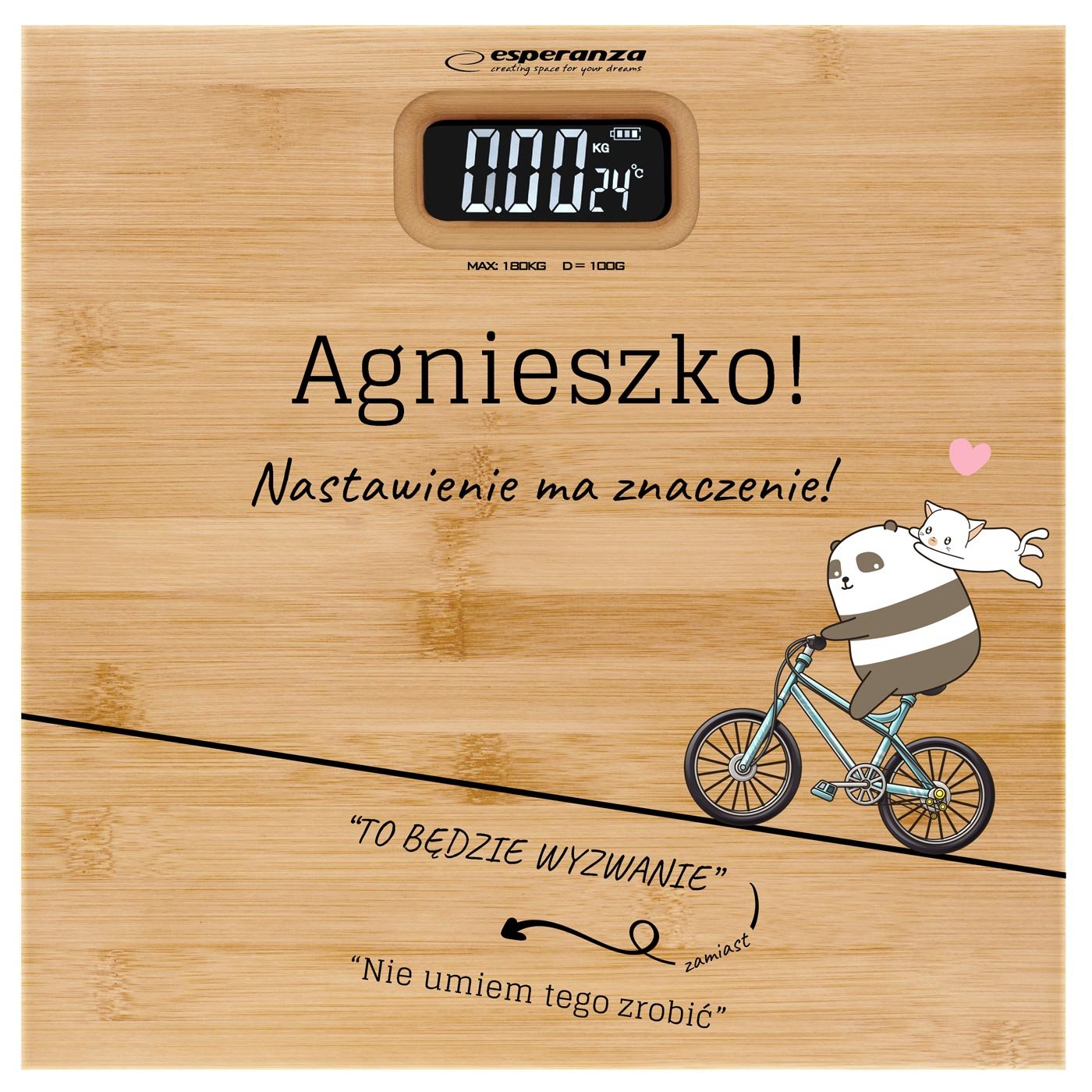 Waga bambusowa łazienkowa z nadrukiem dla niej na imieniny