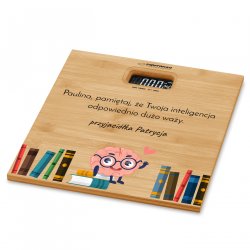 Waga bambusowa łazienkowa z nadrukiem dla przyjaciółki mola książkowego