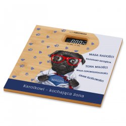 Waga bambusowa łazienkowa z nadrukiem dla męża psiarza