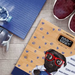 Waga bambusowa łazienkowa z nadrukiem dla męża psiarza