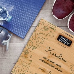 Waga bambusowa łazienkowa z nadrukiem dla córki matematyka nauczyciela fizyka