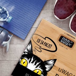Waga bambusowa łazienkowa z nadrukiem dla kociary na imieniny