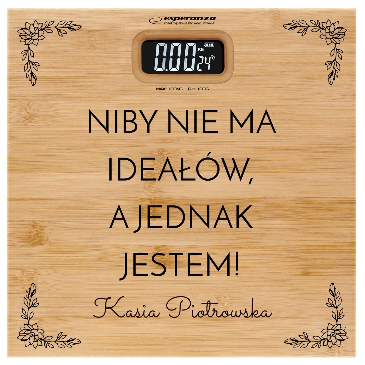 Waga bambusowa łazienkowa z nadrukiem dla niej