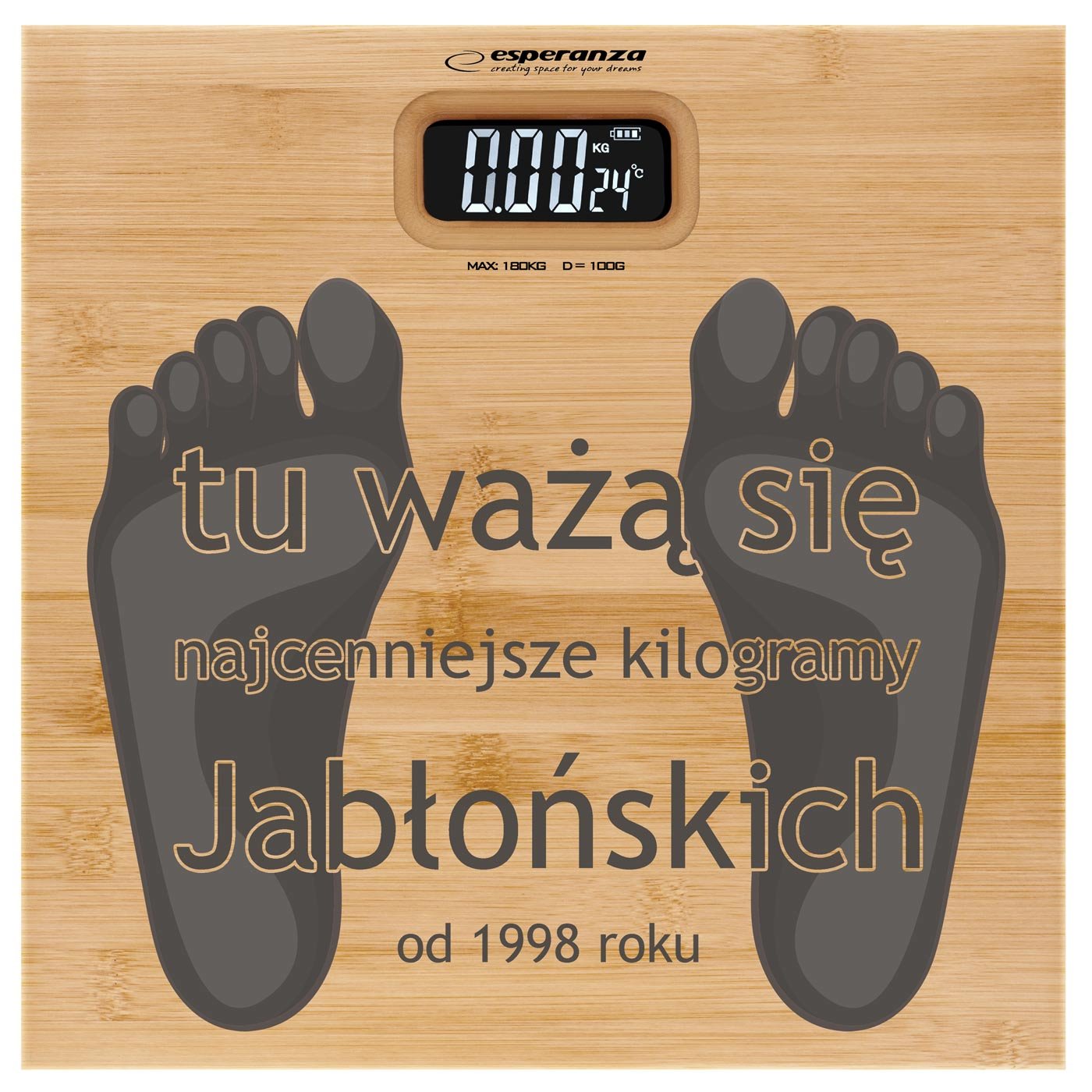 Waga bambusowa łazienkowa z nadrukiem dla pary na ślub rocznicę