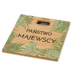 Waga bambusowa łazienkowa z nadrukiem dla pary na ślub rocznicę parapetówkę