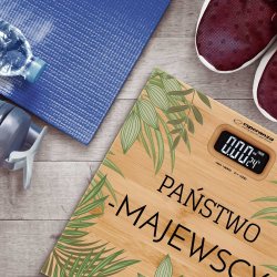 Waga bambusowa łazienkowa z nadrukiem dla pary na ślub rocznicę parapetówkę