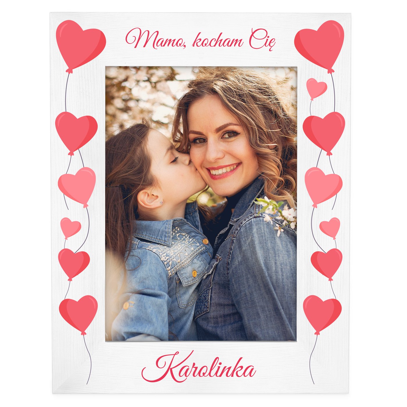 Ramka na zdjęcia biała z nadrukiem dla mamy