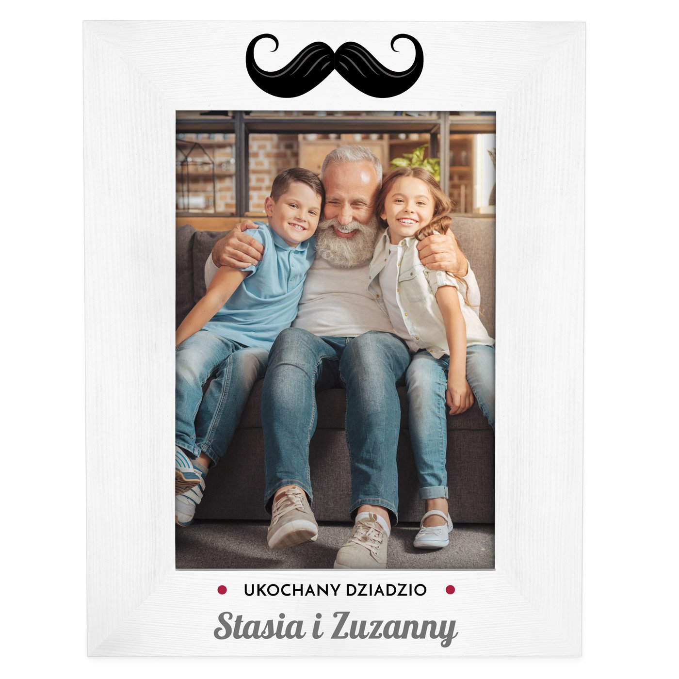 Ramka na zdjęcia biała z nadrukiem dla dziadka