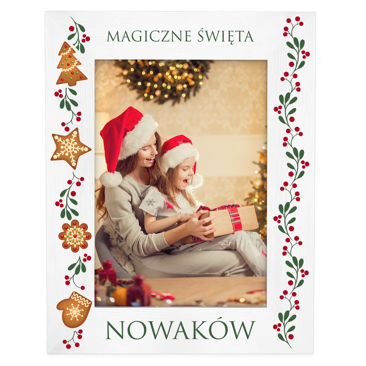 Ramka na zdjęcia biała z nadrukiem dla pary na święta
