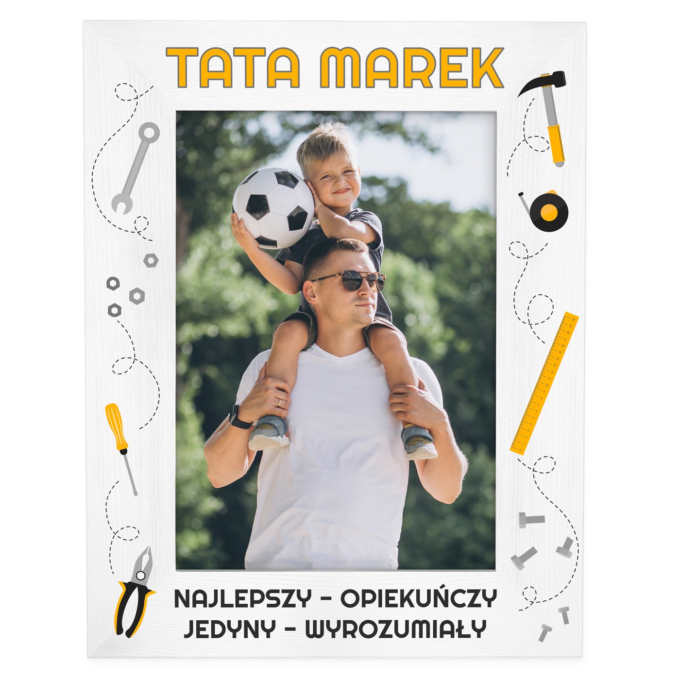 Ramka na zdjęcia biała z nadrukiem dla taty