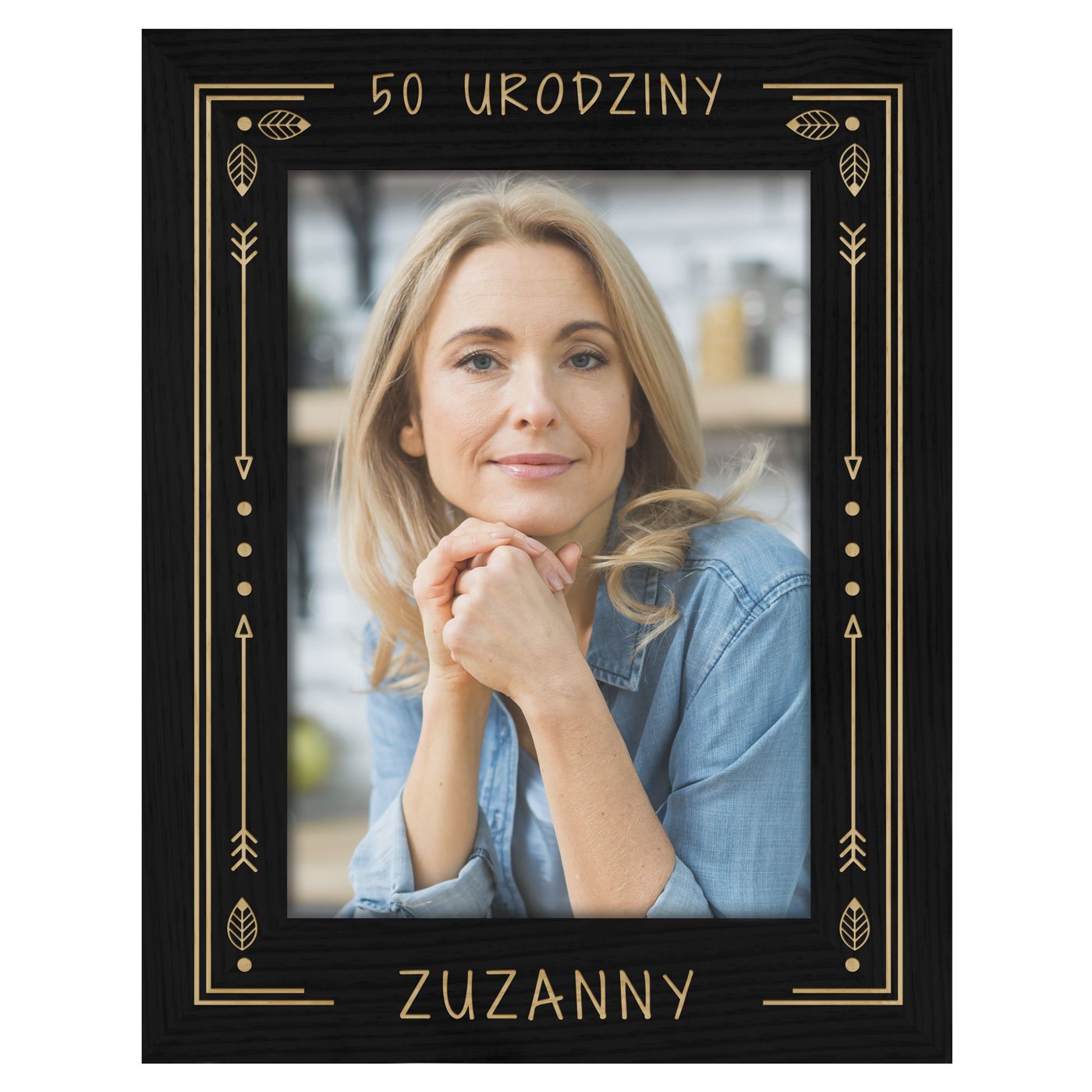 Ramka na zdjęcia czarna z grawerem dla niej na 50 urodziny