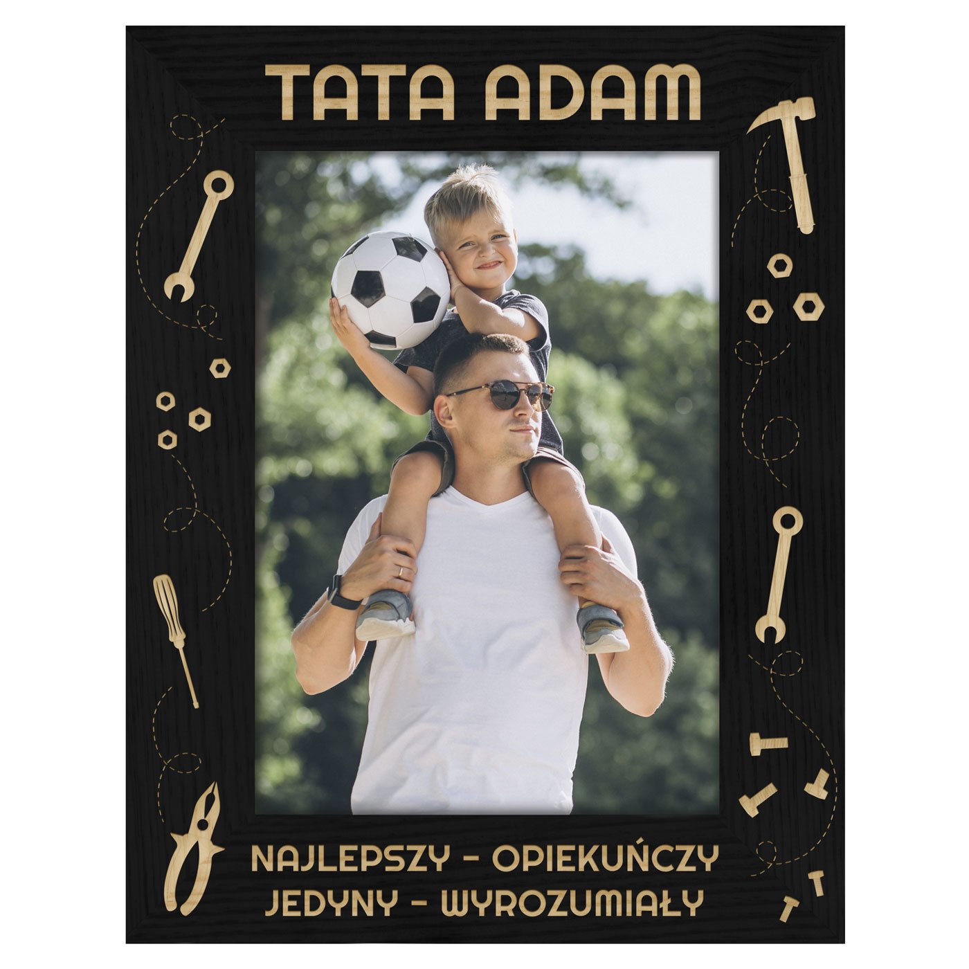 Ramka na zdjęcia czarna z grawerem dla taty
