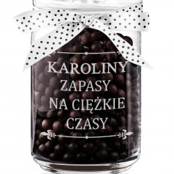 Słoik szklany na ciastka z grawerem zapasy na ciężkie czasy dla niej