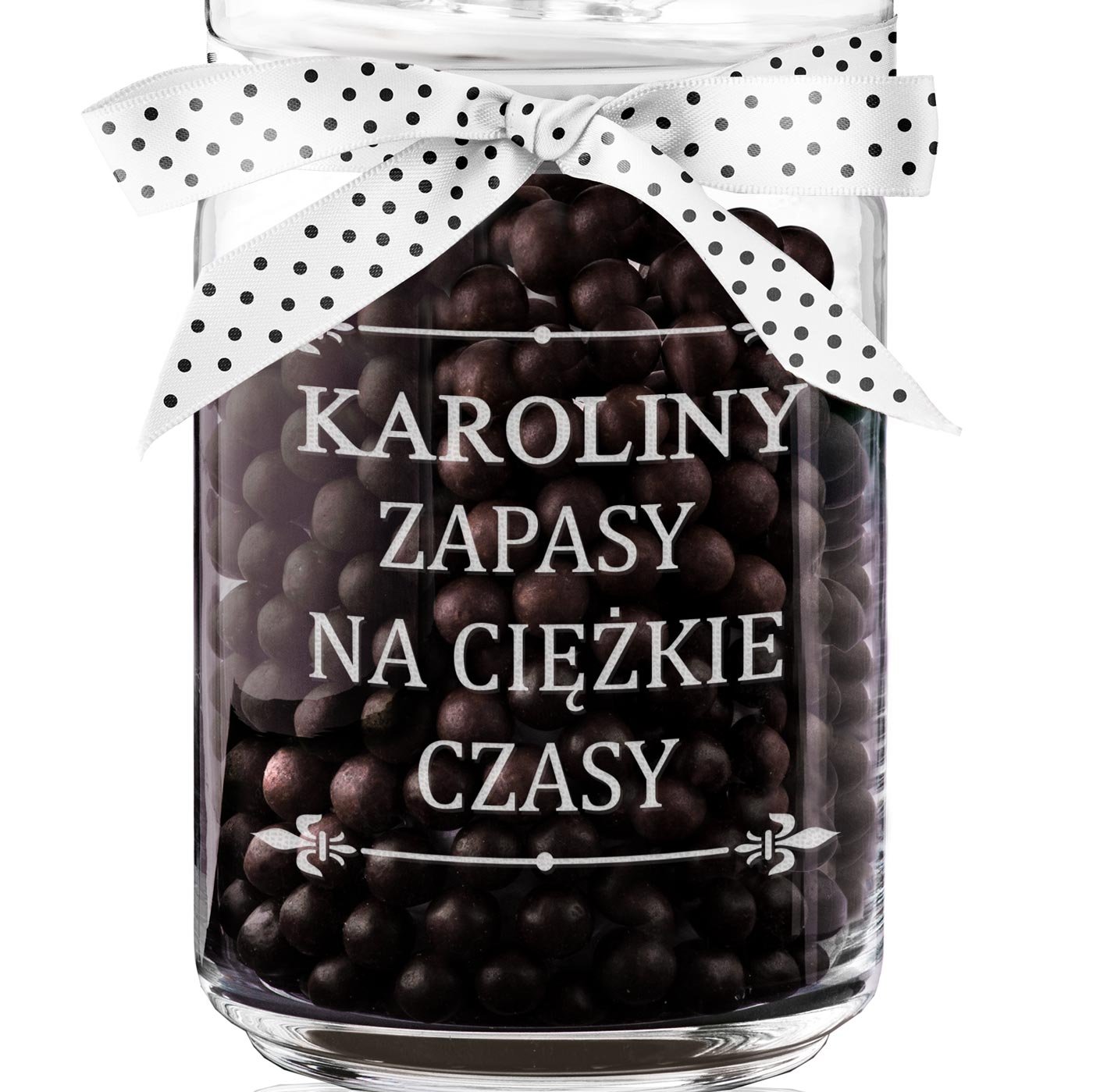 Słoik szklany na ciastka z grawerem zapasy na ciężkie czasy dla niej