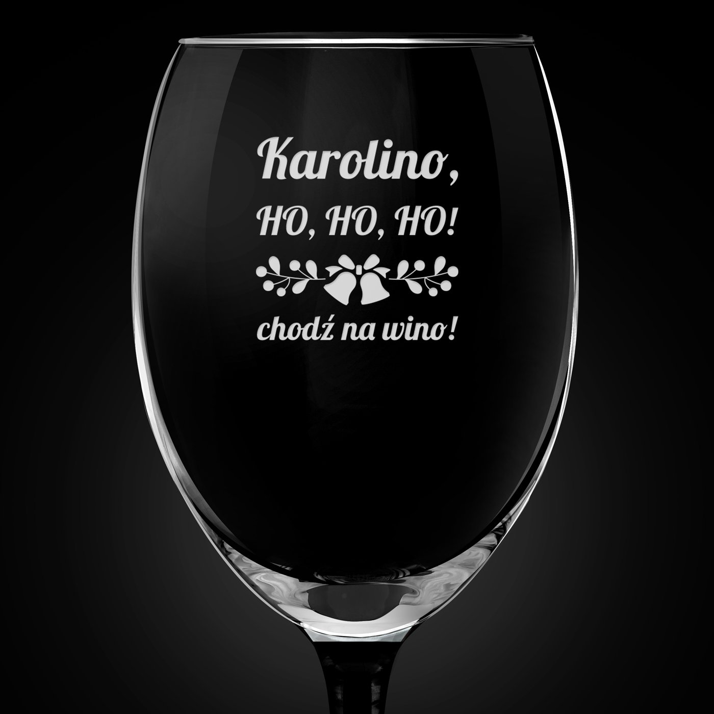 Kieliszki szklane x6 do wina z czarną nóżką onyx z grawerunkiem dla niej na święta