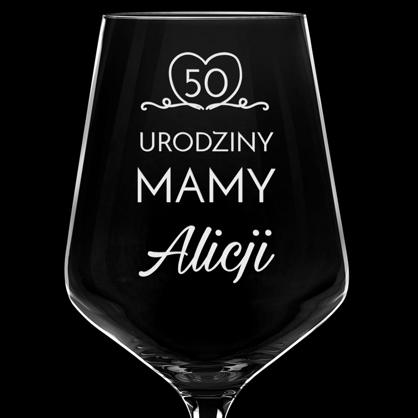 Kieliszek grawerowany do wina rubin rozmiar XL dla mamy na 50 urodziny