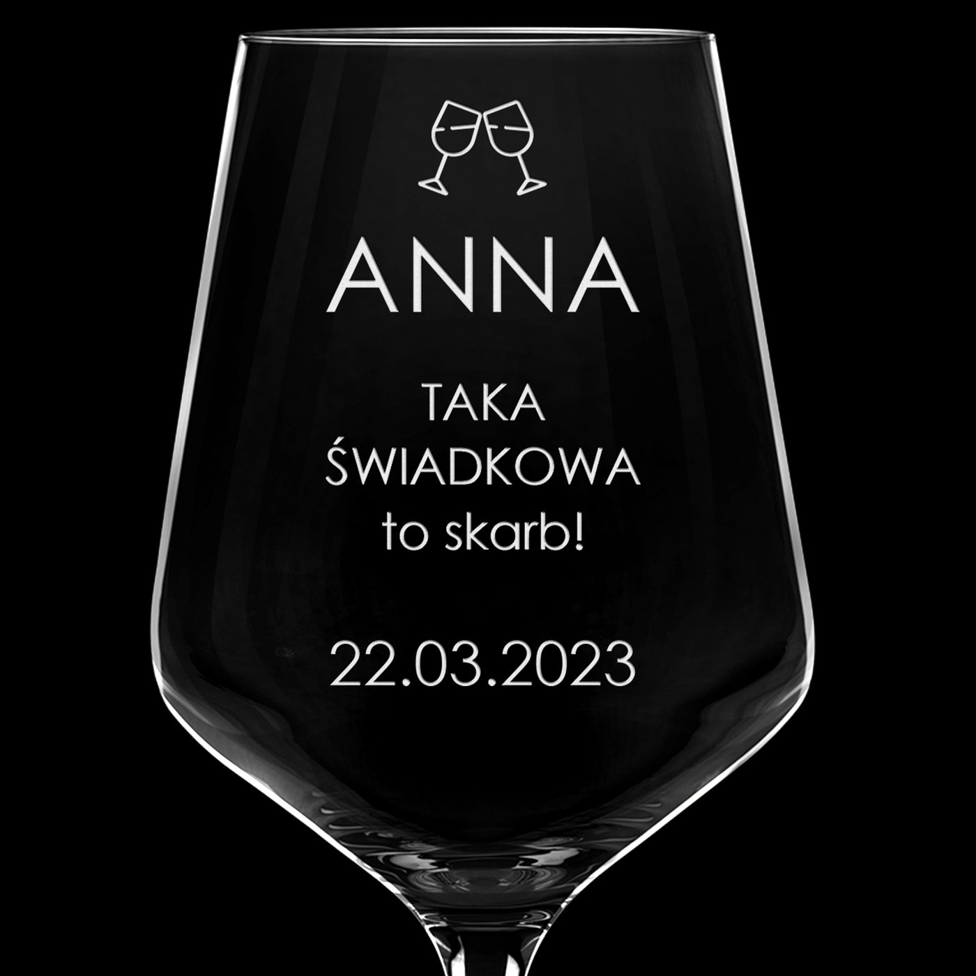 Kieliszek grawerowany do wina rubin rozmiar XL dla świadkowej jako podziękowanie