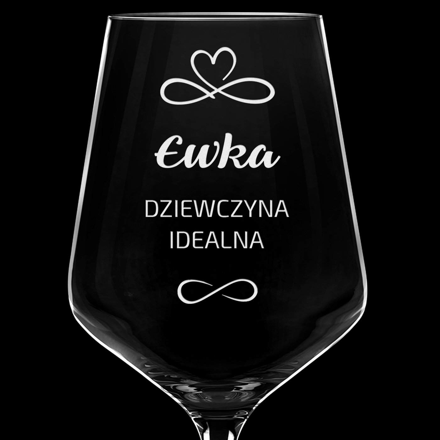 Kieliszek grawerowany do wina rubin rozmiar XL dla dziewczyny