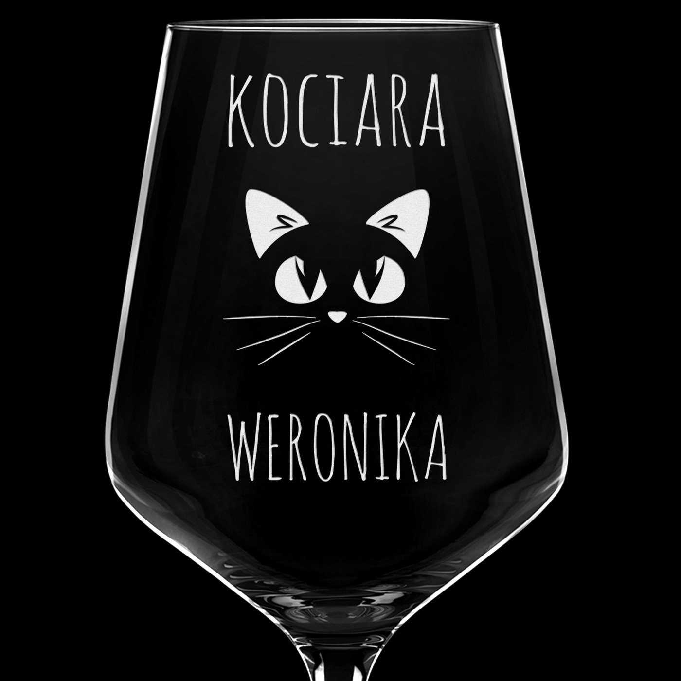Kieliszki szklane x6 do wina rubin rozmiar XL z grawerunkiem dla kociary na imieniny