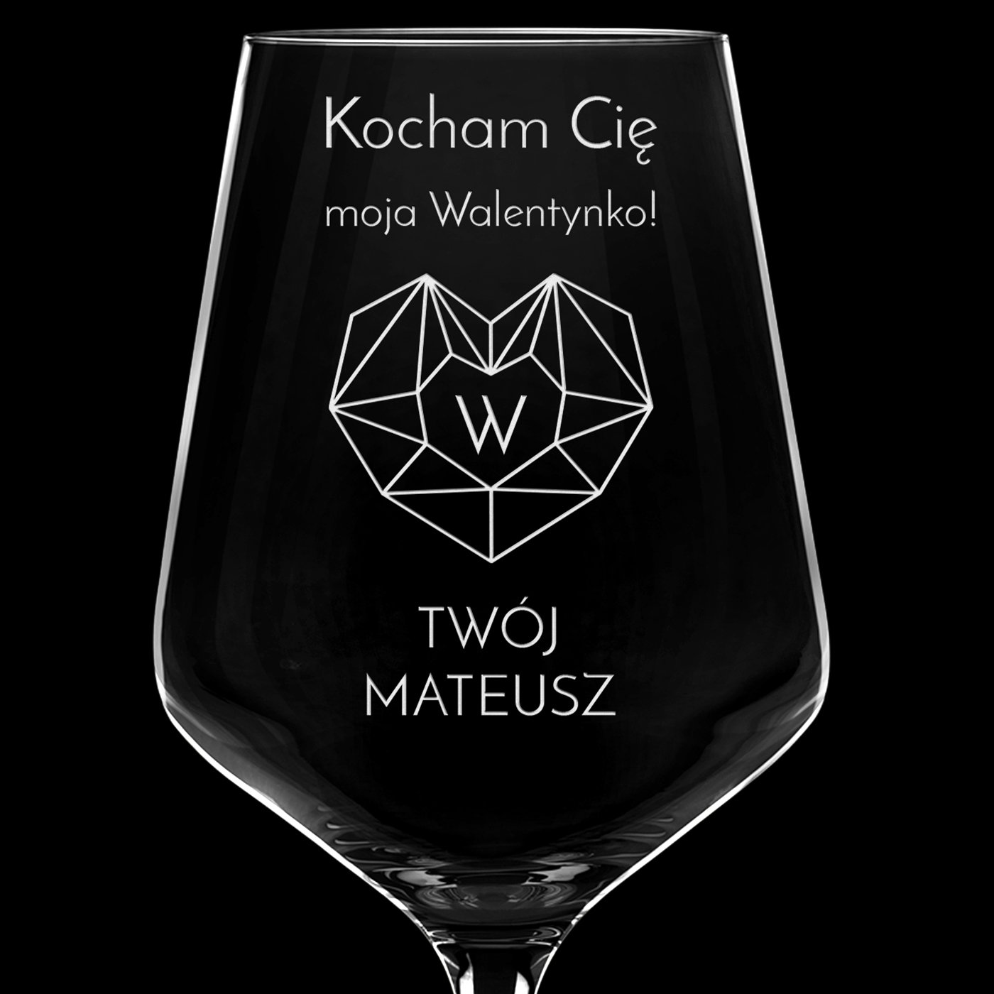 Kieliszki szklane x6 do wina rubin rozmiar XL z grawerunkiem dla dziewczyny żony na walentynki
