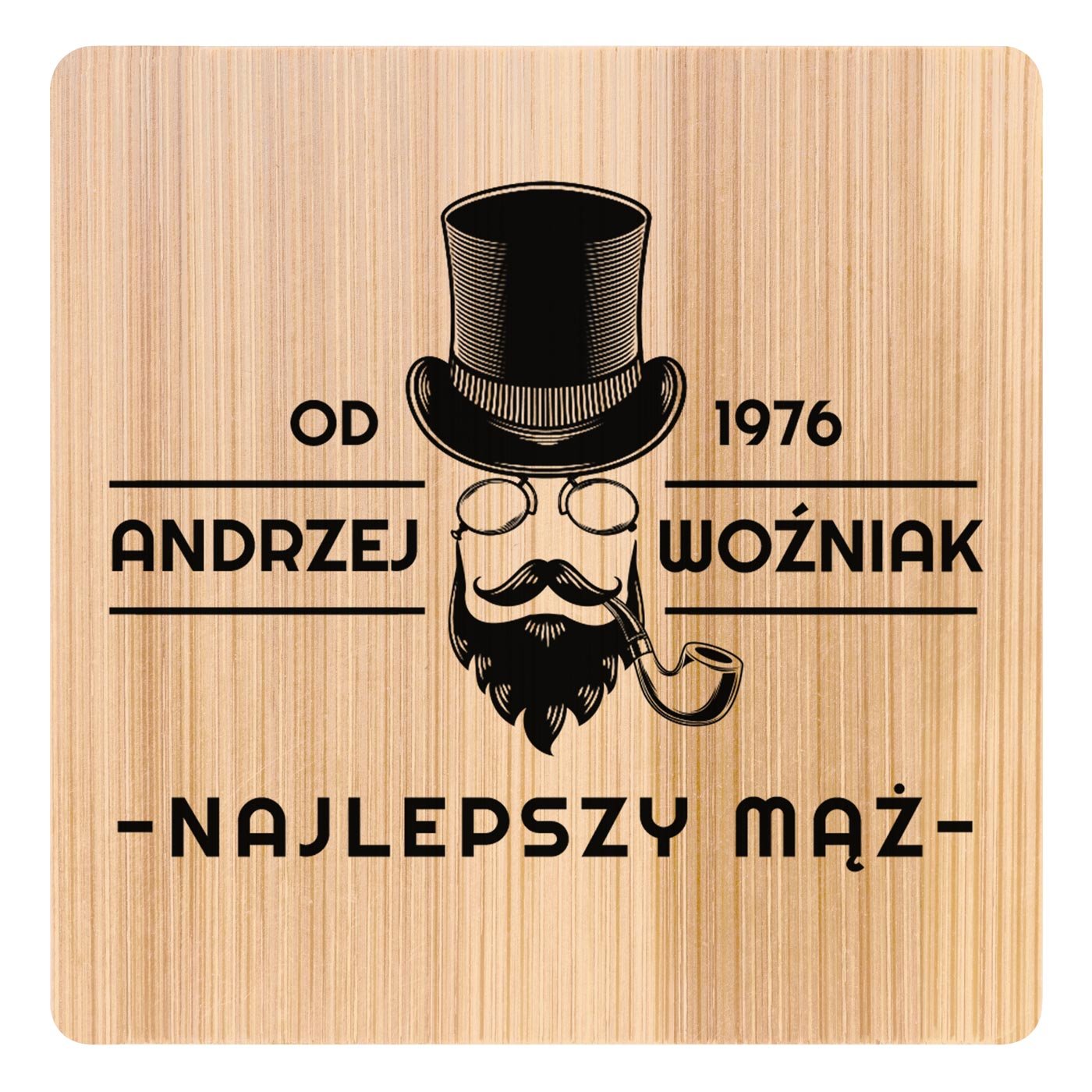 Podkładki bambusowe pod piwo kawę zestaw x6 z nadrukiem dla męża na urodziny