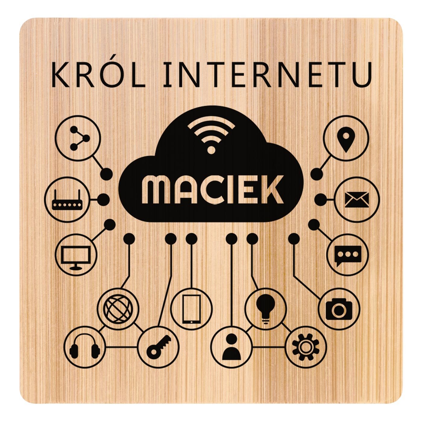 Podkładki bambusowe pod piwo kawę zestaw x6 z nadrukiem dla informatyka na imieniny
