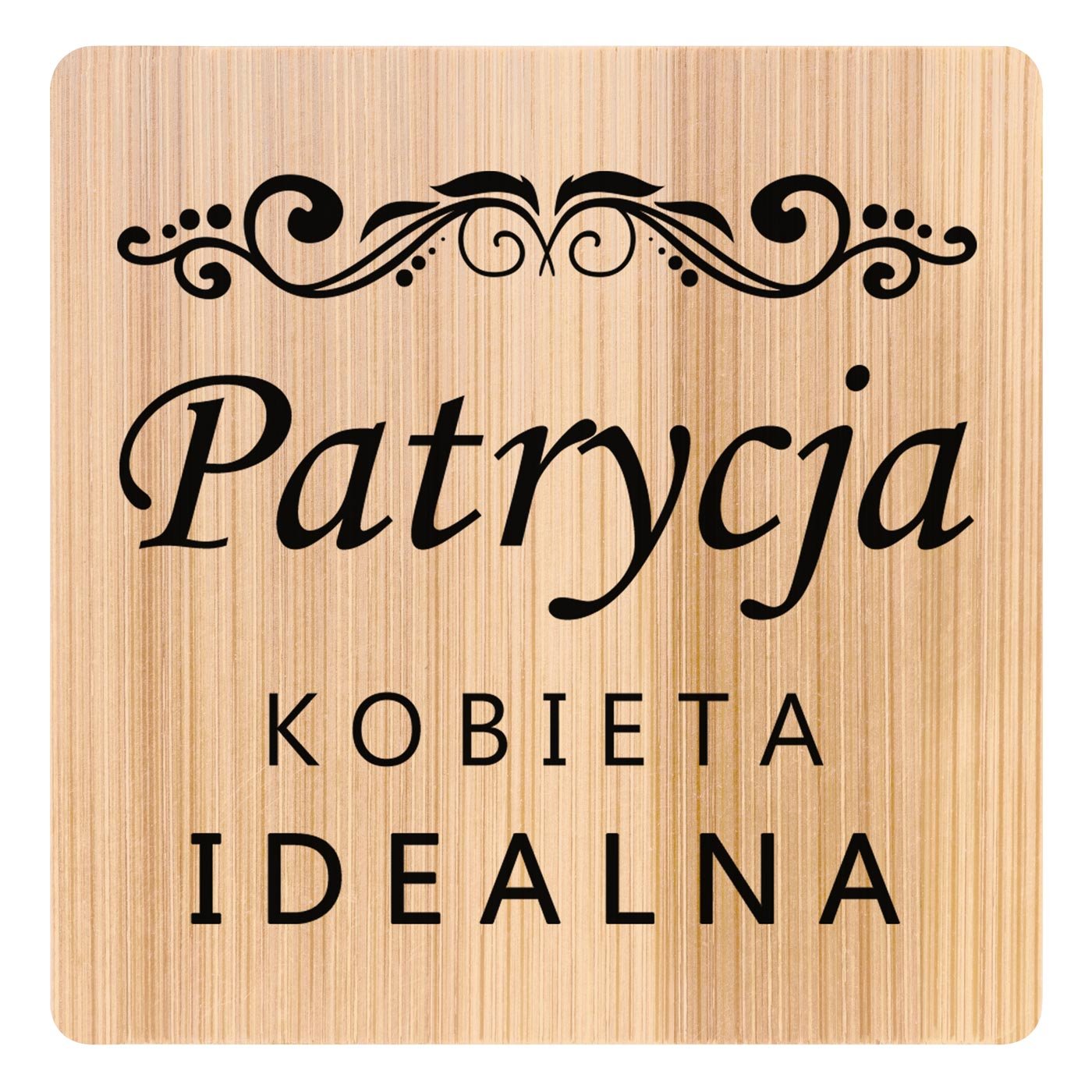 Podkładki bambusowe pod piwo kawę zestaw x6 z nadrukiem dla niej na imieniny Dzień Kobiet