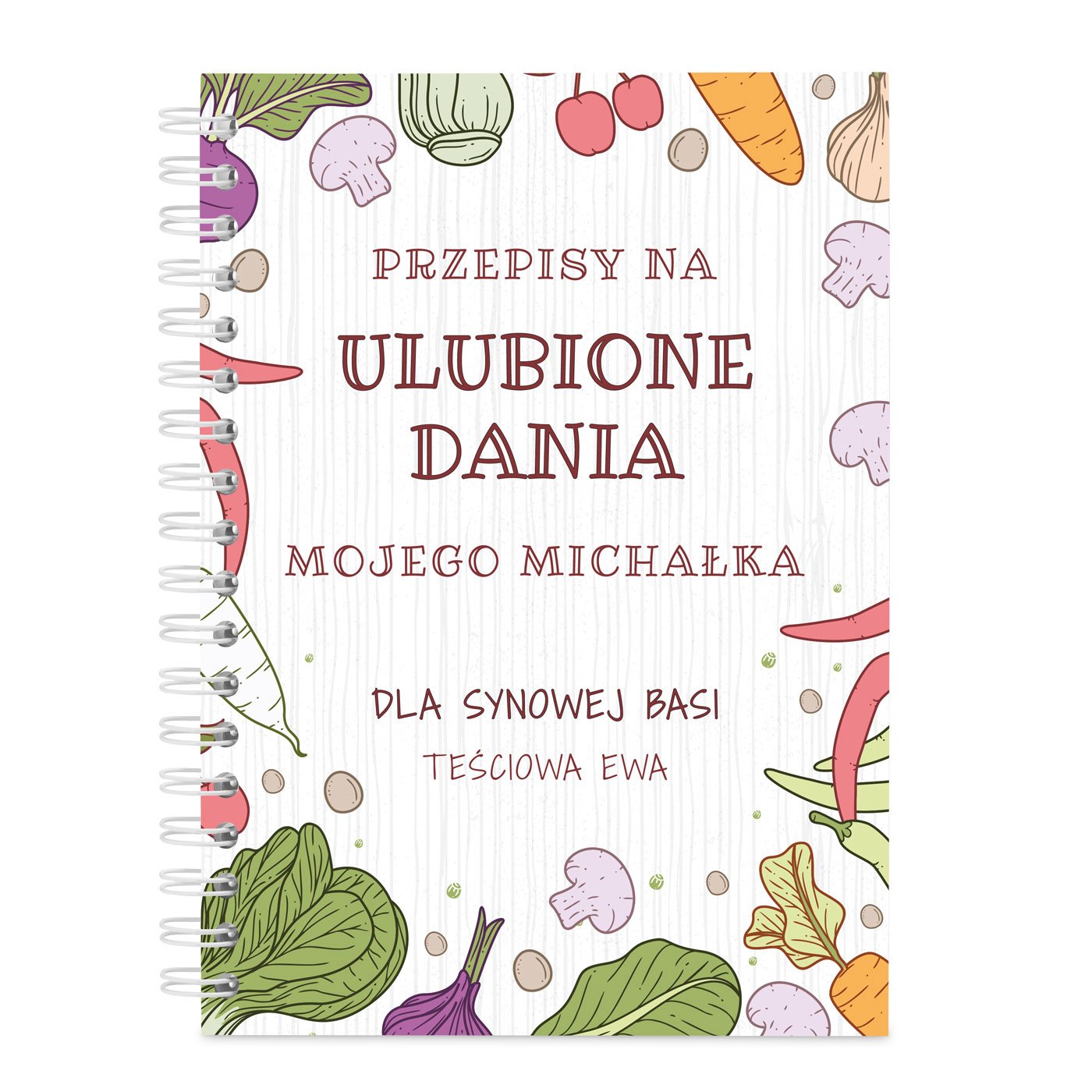 Przepiśnik kołonotatnik na przepisy z nadrukiem dla synowej