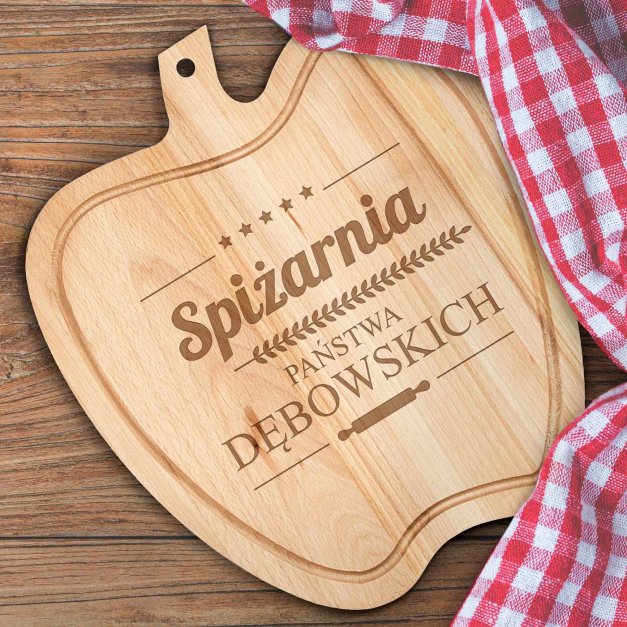 Deska drewniana do krojenia jabłko z grawerem dla pary na ślub rocznicę parapetówkę