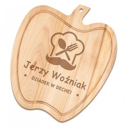Deska drewniana do krojenia jabłko z grawerem dla dziadka