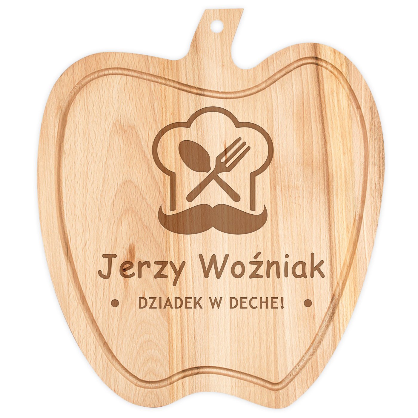 Deska drewniana do krojenia jabłko z grawerem dla dziadka