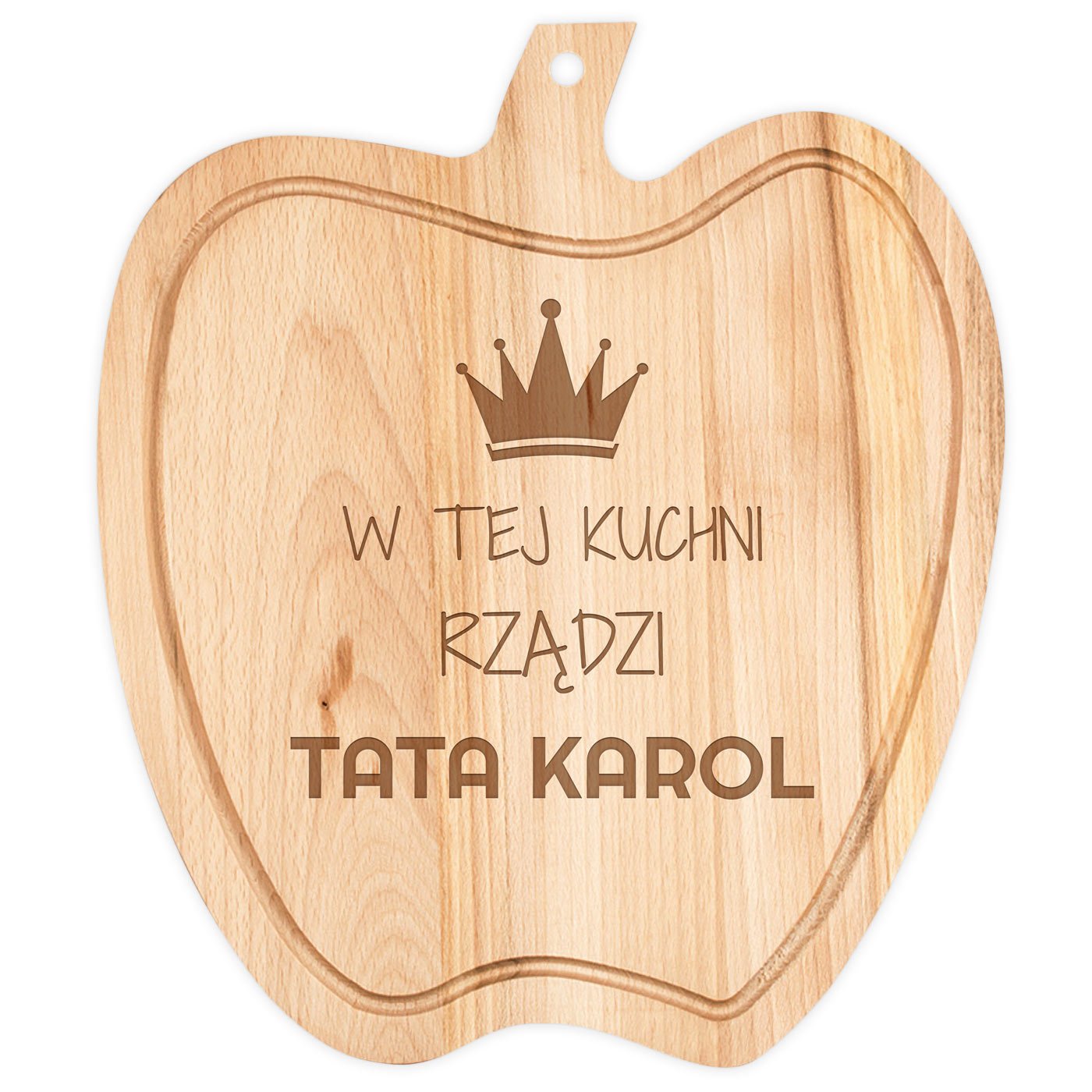 Deska drewniana do krojenia jabłko z grawerem dla taty