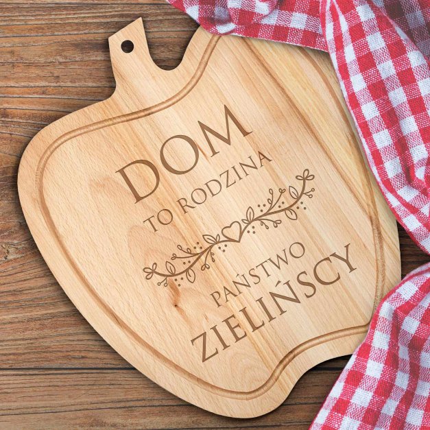 Deska drewniana do krojenia jabłko z grawerem dla pary na ślub rocznicę parapetówkę
