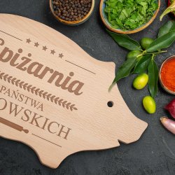 Deska do krojenia świnka z grawerem dla pary na ślub rocznicę parapetówkę
