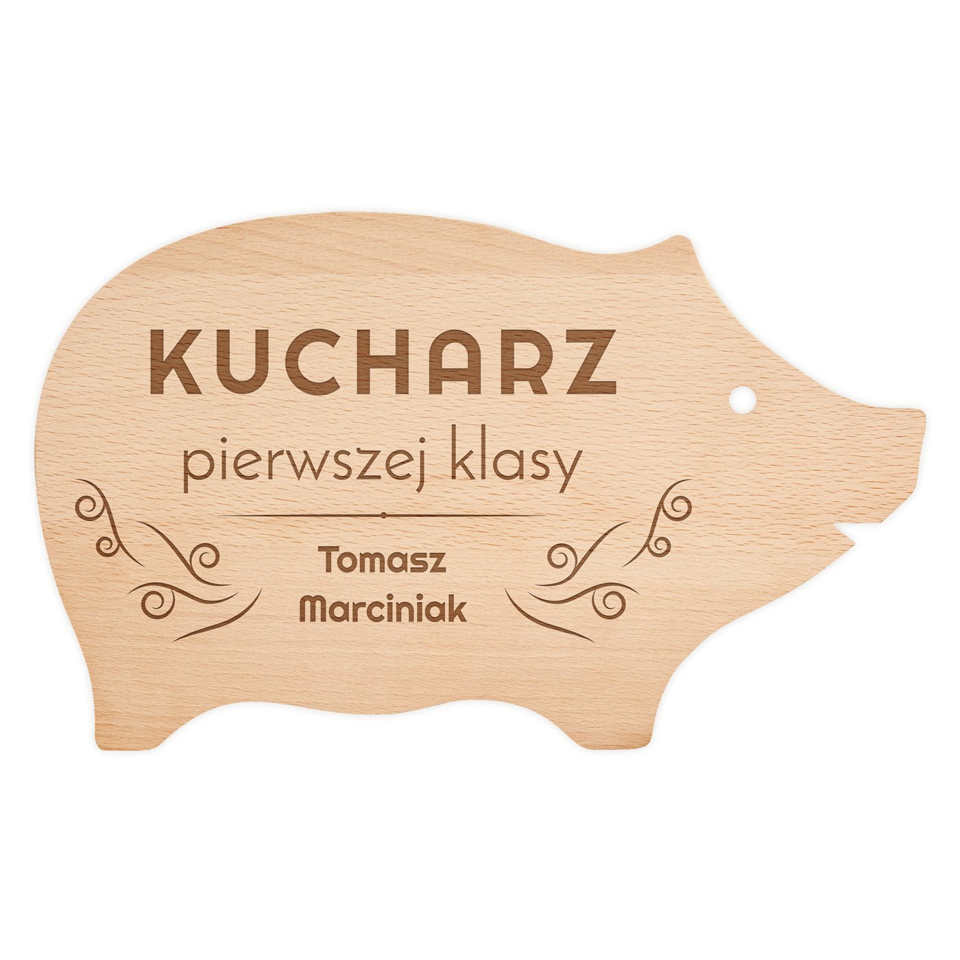 Deska do krojenia świnka z grawerem dla kucharza